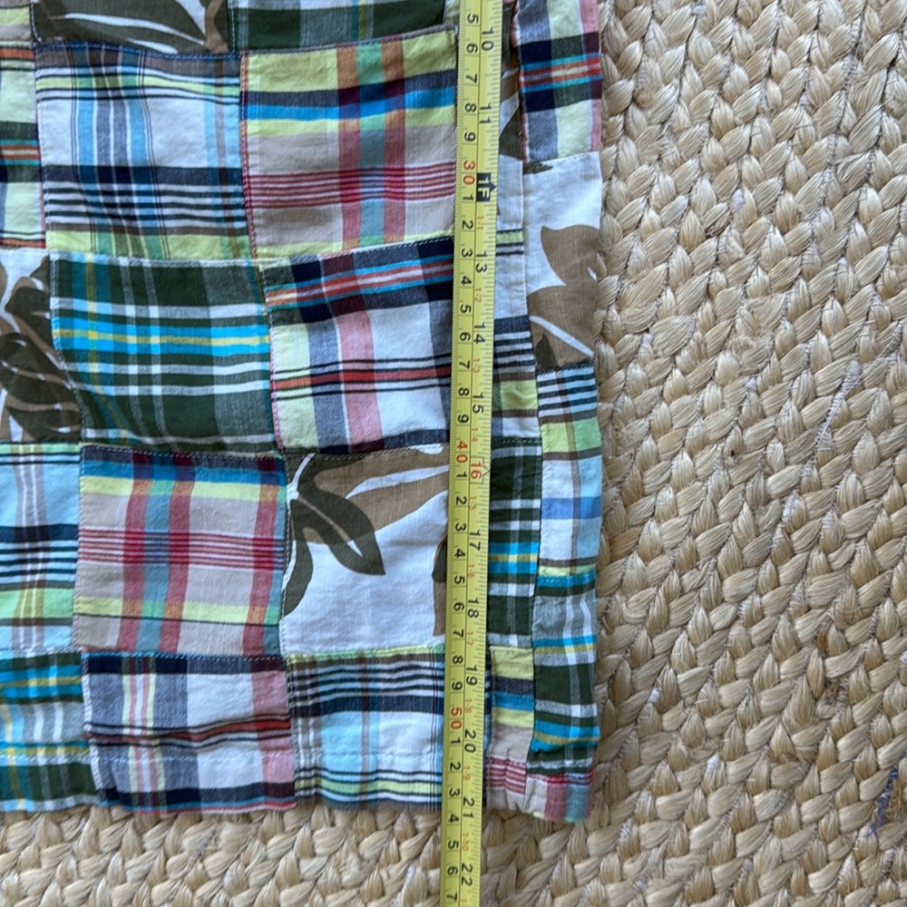 SIEGFRIED VINTAGE Patchwork Plaid Madras Flat Front Shorts 36 RARE Hawaiian - Picture 7 of 7